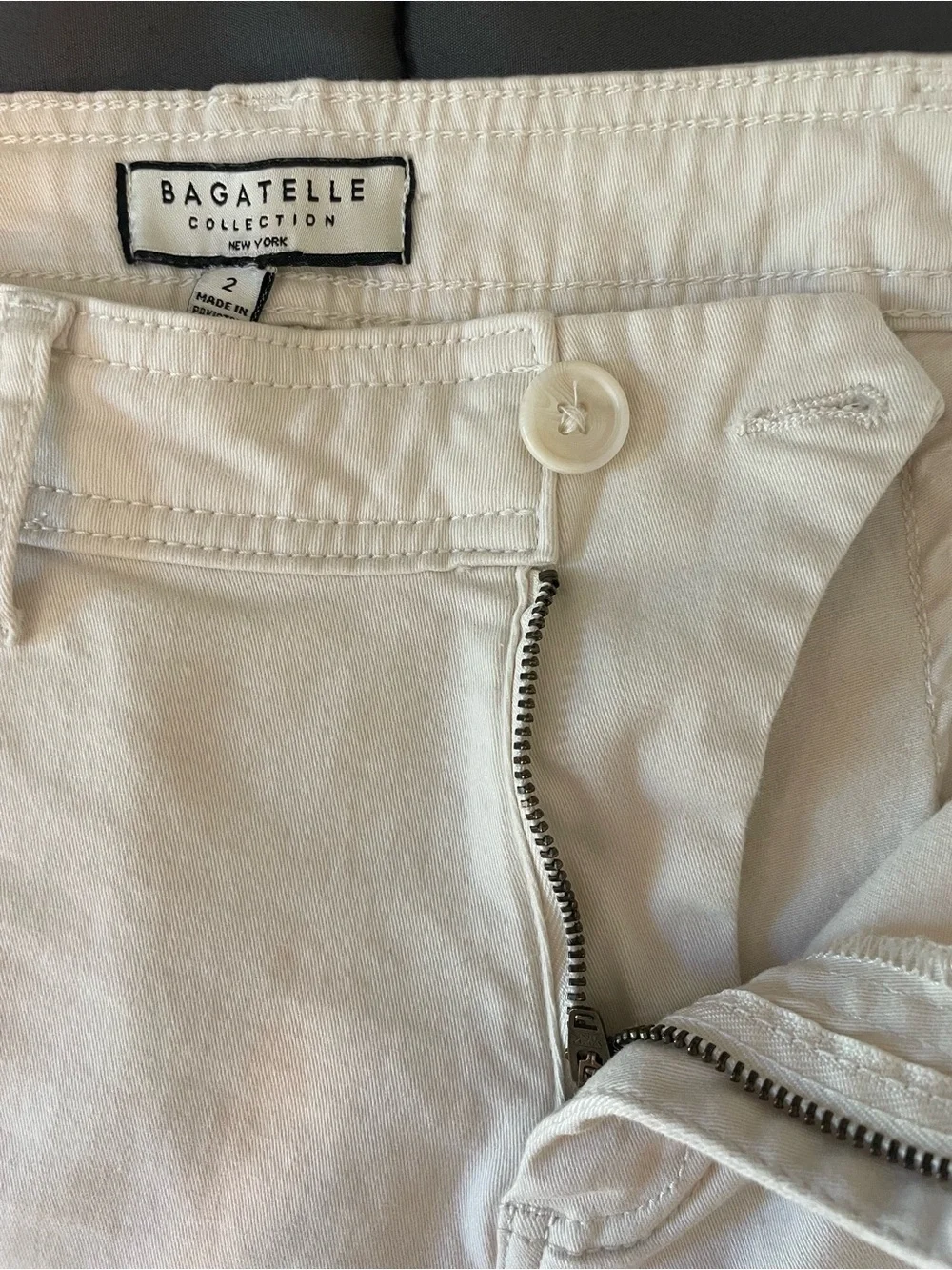 Bagatelle Collection Women's Ivory Wide-Leg Twill Cotton Pants Pockets Size 2